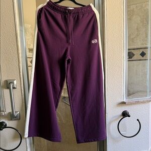 Coach Purple Track Pants with White Side Stripes